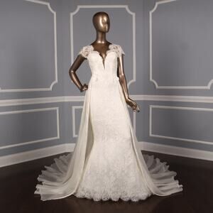 PRONOVIAS ATELIER Bridal Wedding Dress Gown Ritmo Ivory Silk Lace Mermaid 10